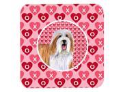 Set of 4 Bearded Collie Valentine s Love and Hearts Foam Coasters