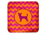 Set of 4 Chihuahua Chevron Pink and Orange Foam Coasters