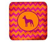 Set of 4 Manchester Terrier Chevron Pink and Orange Foam Coasters