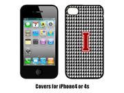 Houndstooth Black Letter I Monogram Initial Cell Phone Cover IPHONE 4