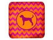 Set of 4 American Foxhound Chevron Pink and Orange Foam Coasters
