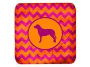 Set of 4 Greater Swiss Mountain Dog Chevron Pink and Orange Foam Coasters