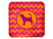 Set of 4 Bloodhound Chevron Pink and Orange Foam Coasters