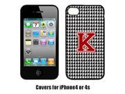 Houndstooth Black Letter K Monogram Initial Cell Phone Cover IPHONE 4