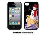 Golden Retriever with Snowman in red Hat Cell Phone cover IPHONE4