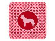 Set of 4 Australian Cattle Dog Valentine Hearts Foam Coasters