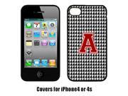 Houndstooth Black Letter A Monogram Initial Cell Phone Cover IPHONE 4
