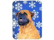 Mastiff Winter Snowflakes Holiday Glass Cutting Board Large