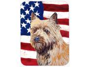 USA American Flag with Cairn Terrier Glass Cutting Board Large