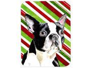 Boston Terrier Candy Cane Holiday Christmas Glass Cutting Board Large