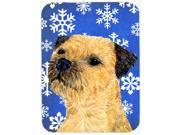 Border Terrier Winter Snowflakes Holiday Glass Cutting Board Large