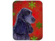 Cocker Spaniel Red and Green Snowflakes Christmas Glass Cutting Board Large