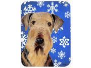 Airedale Winter Snowflakes Holiday Glass Cutting Board Large