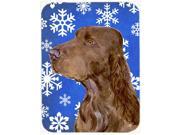 Field Spaniel Winter Snowflakes Holiday Glass Cutting Board Large