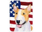 USA American Flag with Bull Terrier Glass Cutting Board Large