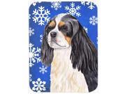 Cavalier Spaniel Winter Snowflakes Holiday Glass Cutting Board Large