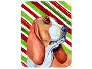 Basset Hound Candy Cane Holiday Christmas Glass Cutting Board Large