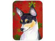 Chihuahua Red and Green Snowflakes Holiday Christmas Glass Cutting Board Large