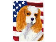 USA American Flag with Cavalier Spaniel Glass Cutting Board Large