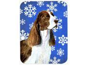 Springer Spaniel Winter Snowflakes Holiday Glass Cutting Board Large