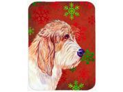 Petit Basset Griffon Vendeen Red Snowflakes Christmas Glass Cutting Board Large