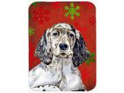 English Setter Red and Green Snowflakes Christmas Glass Cutting Board Large