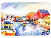 Boats at Harbour with a view Glass Cutting Board Large