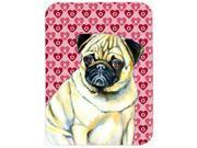 Pug Hearts Love and Valentine s Day Portrait Glass Cutting Board Large
