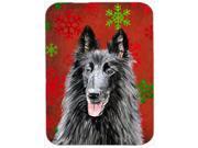 Belgian Sheepdog Red Green Snowflakes Christmas Glass Cutting Board Large