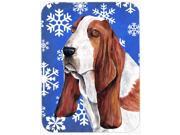 Basset Hound Winter Snowflakes Holiday Glass Cutting Board Large