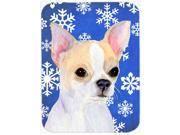 Chihuahua Winter Snowflakes Holiday Glass Cutting Board Large
