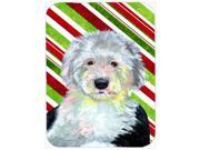 Old English Sheepdog Candy Cane Holiday Christmas Glass Cutting Board Large
