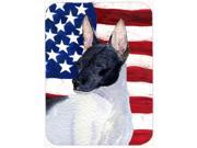 USA American Flag with Rat Terrier Glass Cutting Board Large