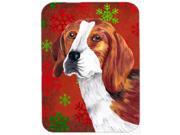 Beagle Red and Green Snowflakes Holiday Christmas Glass Cutting Board Large