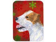 Jack Russell Terrier Red Snowflakes Christmas Glass Cutting Board Large