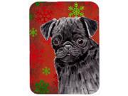 Pug Red and Green Snowflakes Holiday Christmas Glass Cutting Board Large