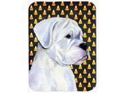 Boxer White Candy Corn Halloween Portrait Glass Cutting Board Large