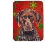 German Shorthaired Pointer Red Snowflakes Christmas Glass Cutting Board Large