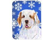 Clumber Spaniel Winter Snowflakes Holiday Glass Cutting Board Large
