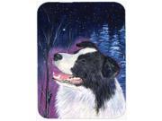Starry Night Border Collie Glass Cutting Board Large