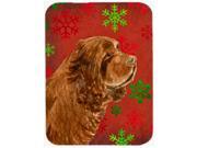 Sussex Spaniel Red and Green Snowflakes Christmas Glass Cutting Board Large