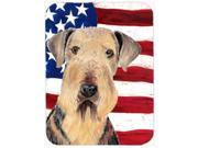 USA American Flag with Airedale Glass Cutting Board Large