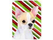 Chihuahua Candy Cane Holiday Christmas Glass Cutting Board Large