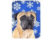 Mastiff Winter Snowflakes Holiday Glass Cutting Board Large