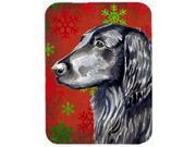 Flat Coated Retriever Red Snowflakes Christmas Glass Cutting Board Large