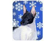 Rat Terrier Winter Snowflakes Holiday Glass Cutting Board Large