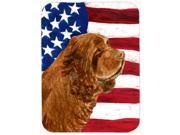 USA American Flag with Sussex Spaniel Glass Cutting Board Large
