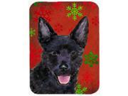 Australian Kelpie Red and Green Snowflakes Christmas Glass Cutting Board Large