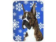 Boxer Winter Snowflakes Holiday Glass Cutting Board Large