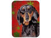 Dachshund Red and Green Snowflakes Holiday Christmas Glass Cutting Board Large